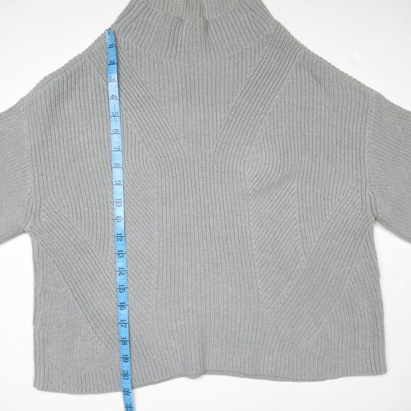 Anthropologie Maeve The Katey Mock-Neck Bell-Sleeve Sweater Grey M - Picture 7 of 9